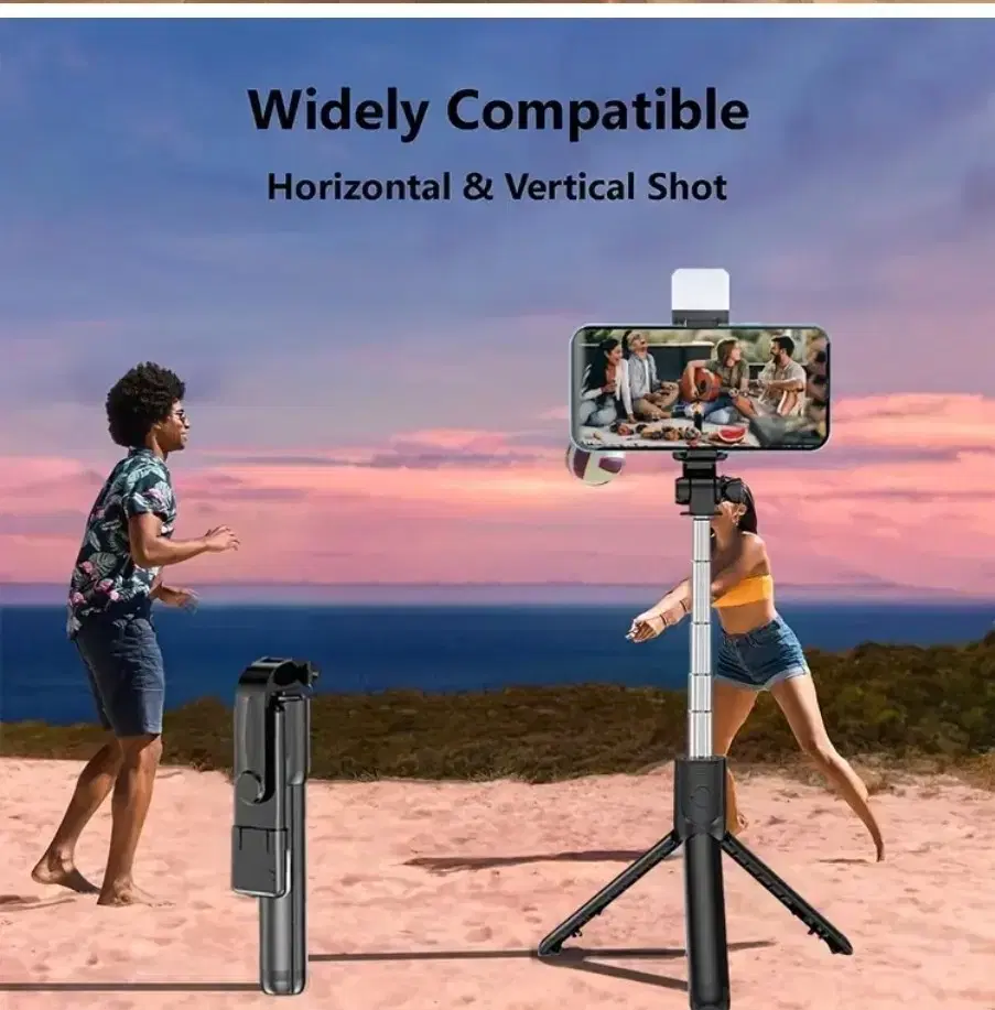 Phone tripod stand, fill light and remote control included, for easy portability and selfies