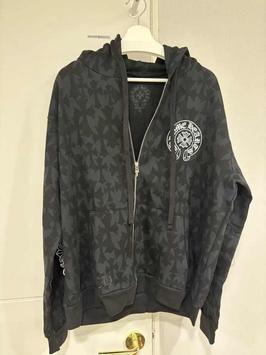 Chrome Hearts Semi-Fitted Cross Print Pullover Hoodie Zip-Up Black