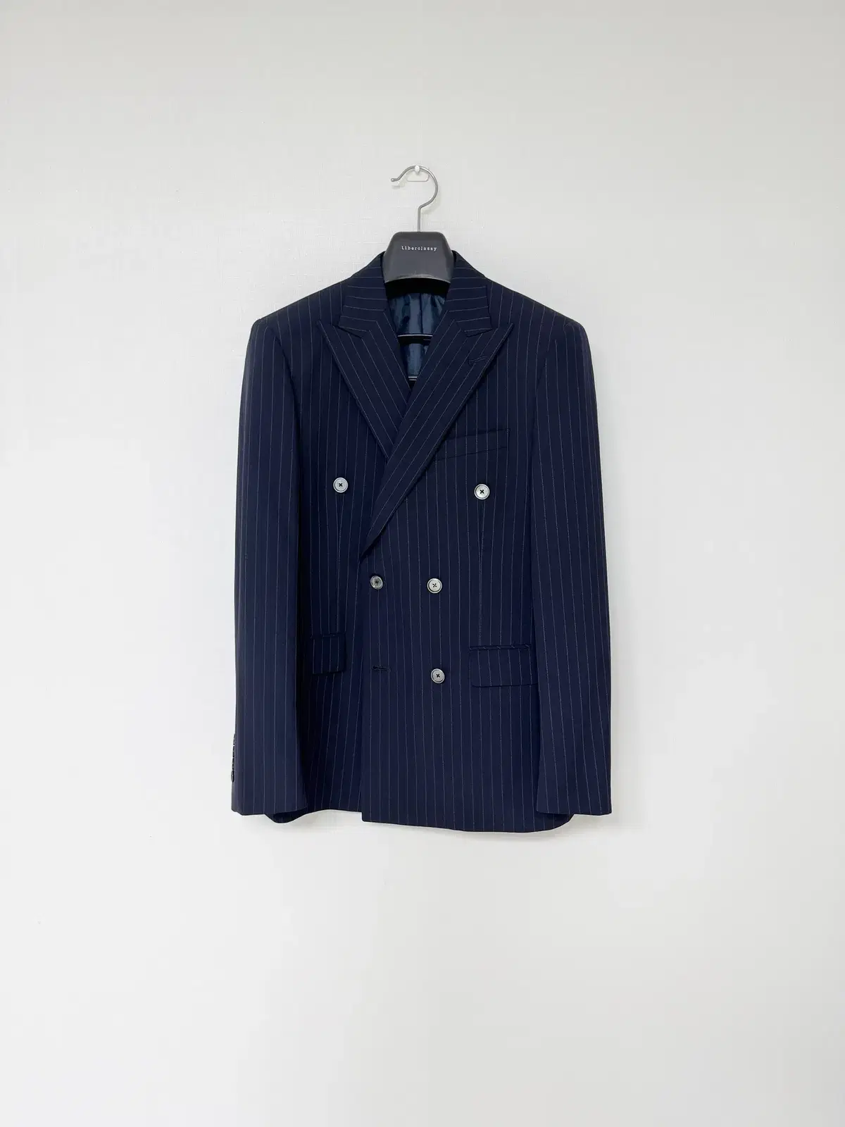 [103/82] Jique Stripe Double Button Suit Set Navy