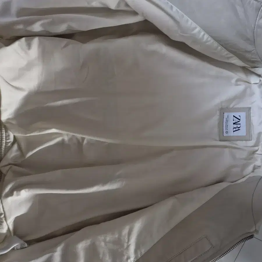 Zara Leather Bomber Jacket Cream