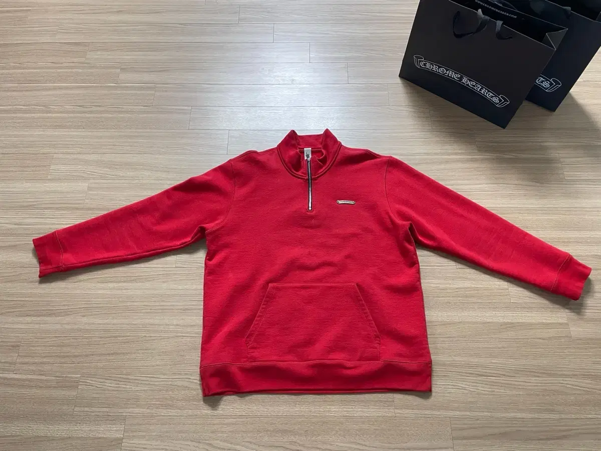 Chrome Hearts Embroidered Semi-sheer Half Zip-up vahn Zip-up Red Size XL