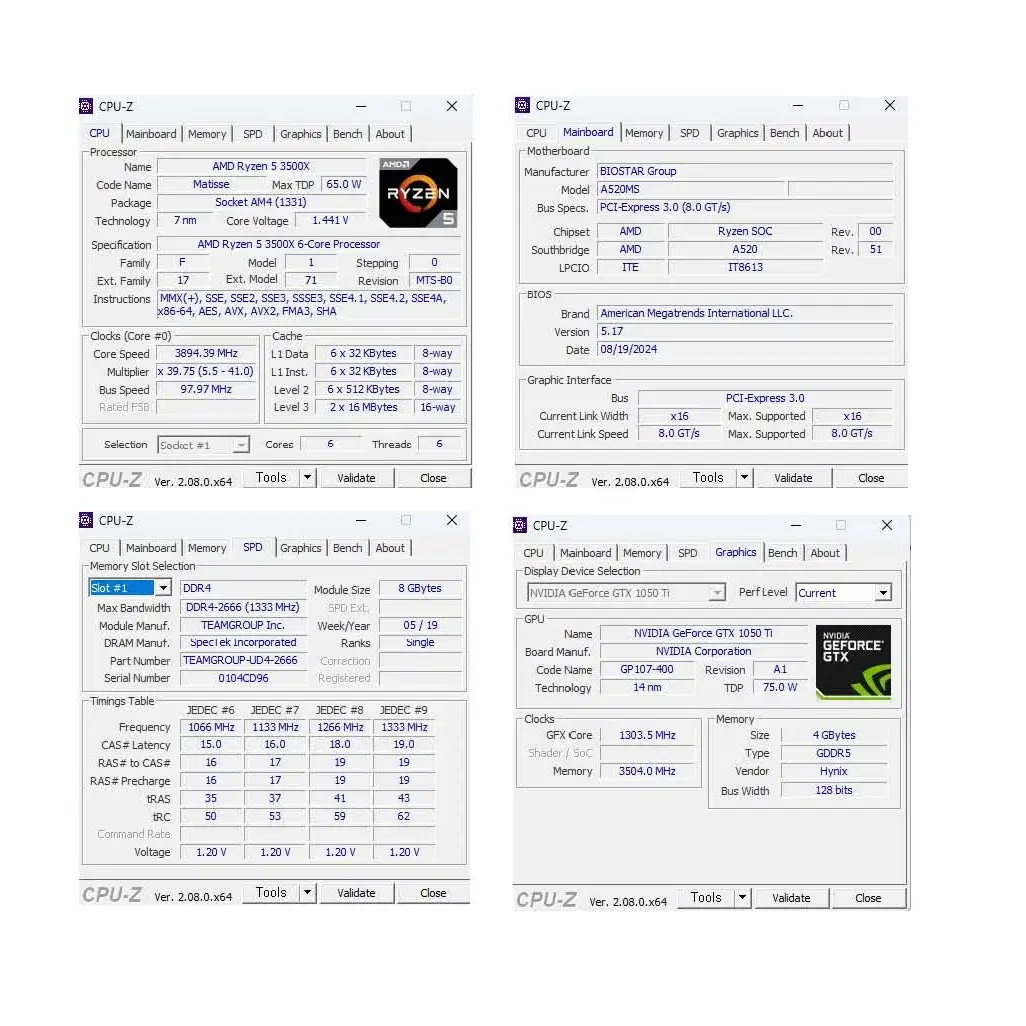 게임용&업무용 컴퓨터 본체/라이젠5 3500X/GTX 1050ti 4G