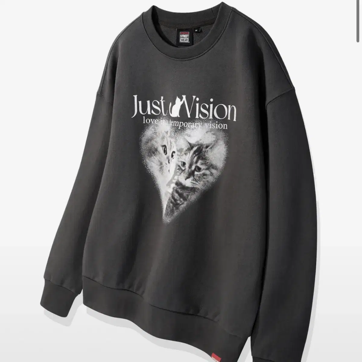 S 비전스트릿웨어 고양이 크루넥  차콜 Cats Crewneck