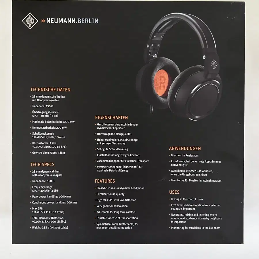 Neumann NDH 20 Black Edition 노이만 밀폐형 헤드폰