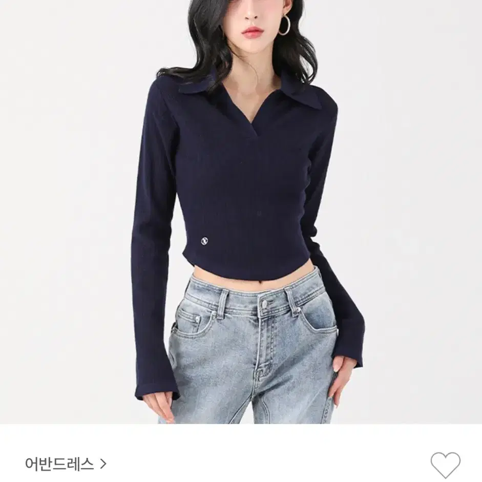 새상품) 어반드레스 카라 크롭 니트 네이비 Ant Waist Collar