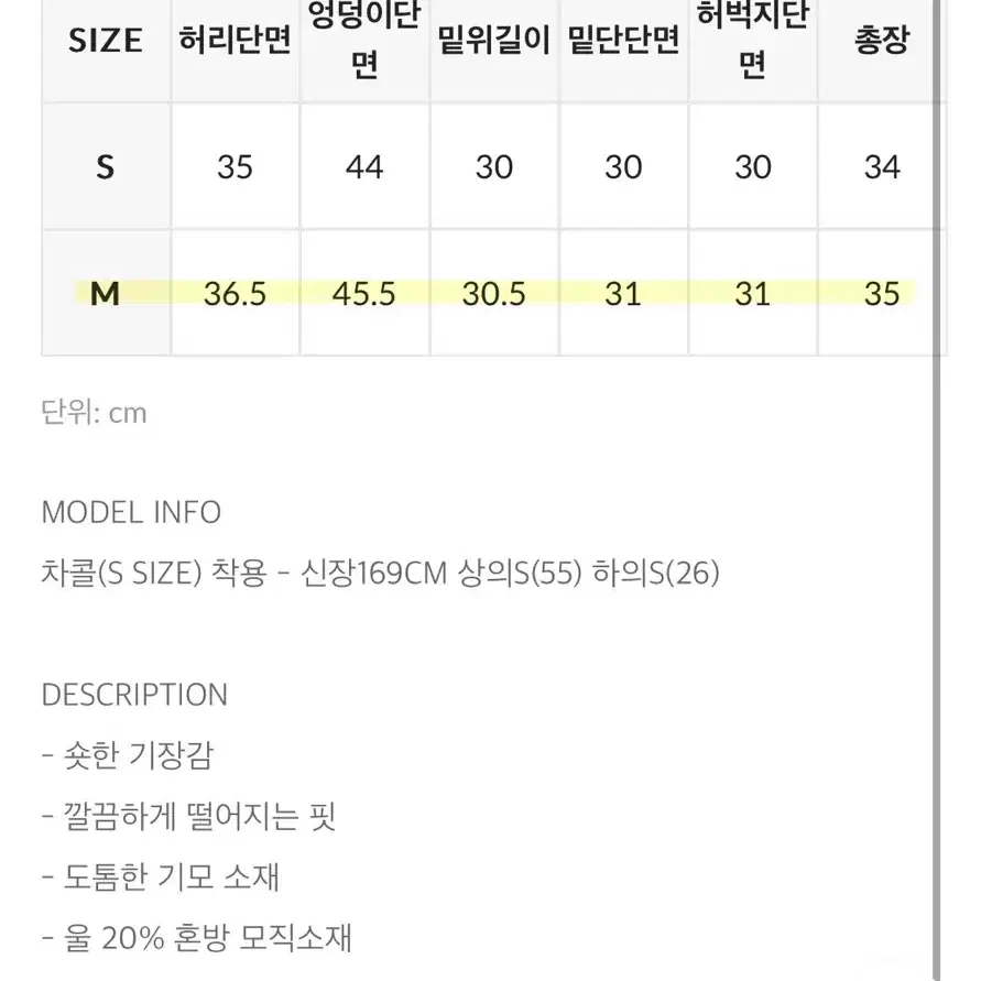 [새것] 블랙업 - 브렌치 윈터 울 숏팬츠 (챠콜 m)