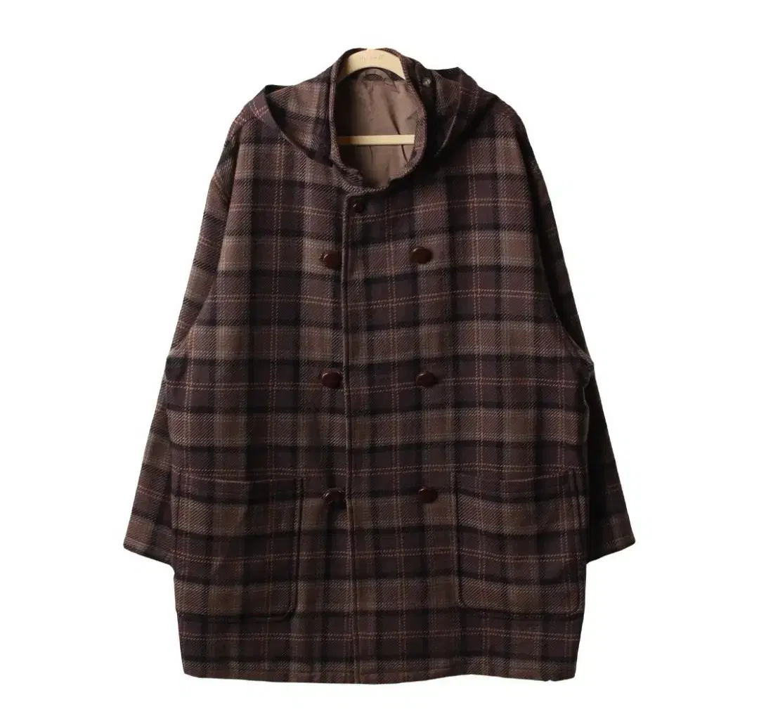 Lanvin Brown Wool Double-button Checked Hooded Coat