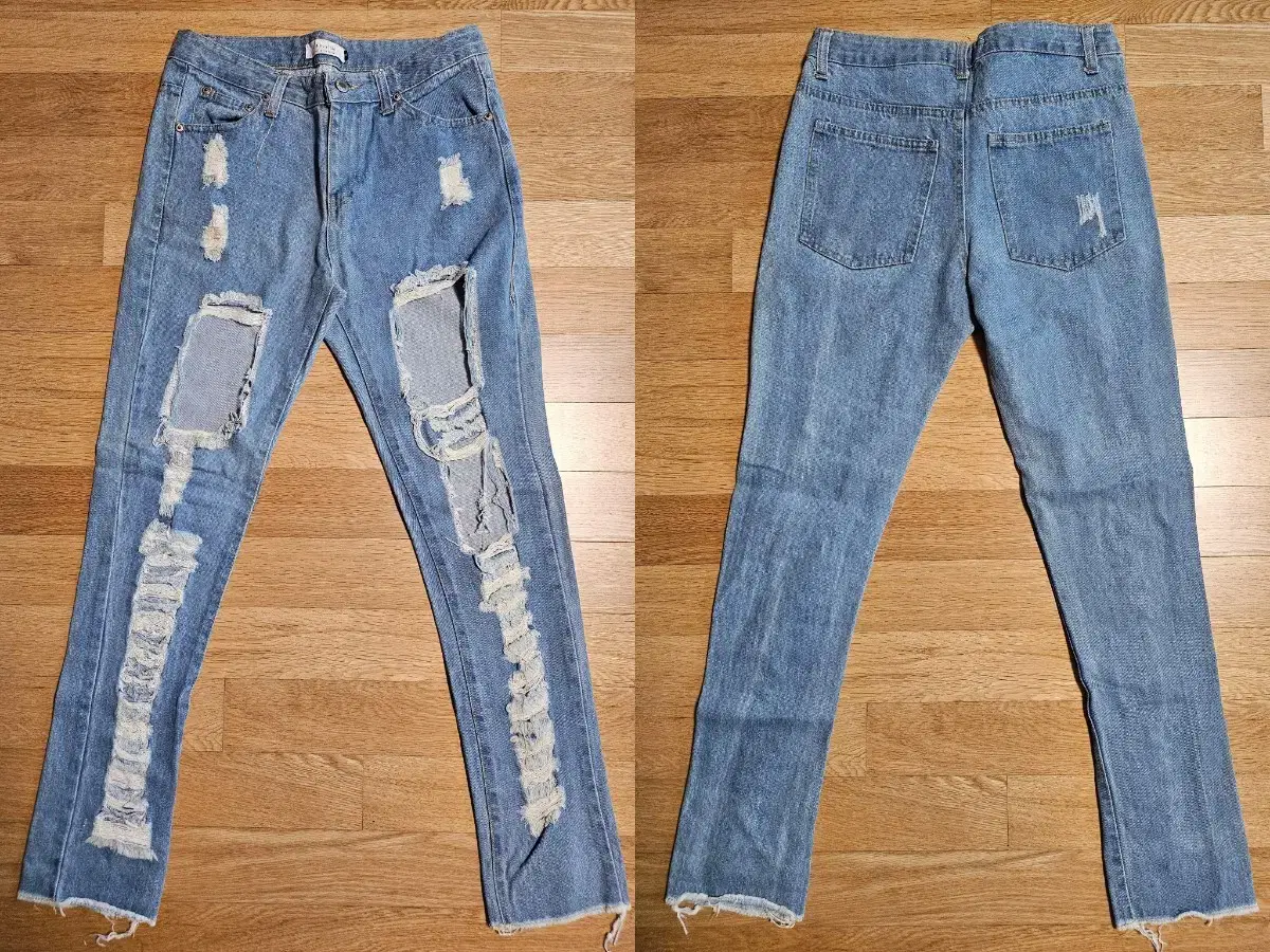 Ripped straight-leg jeans (1)