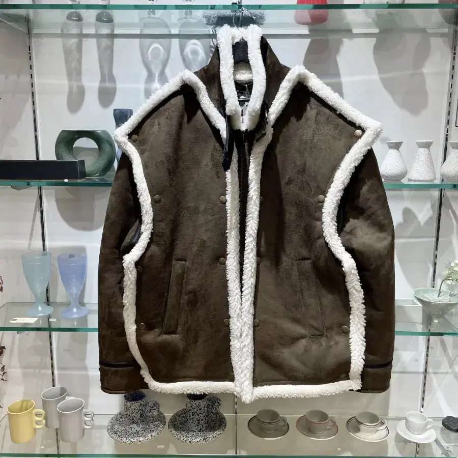 와이프로젝트 snap panel shearling jacket