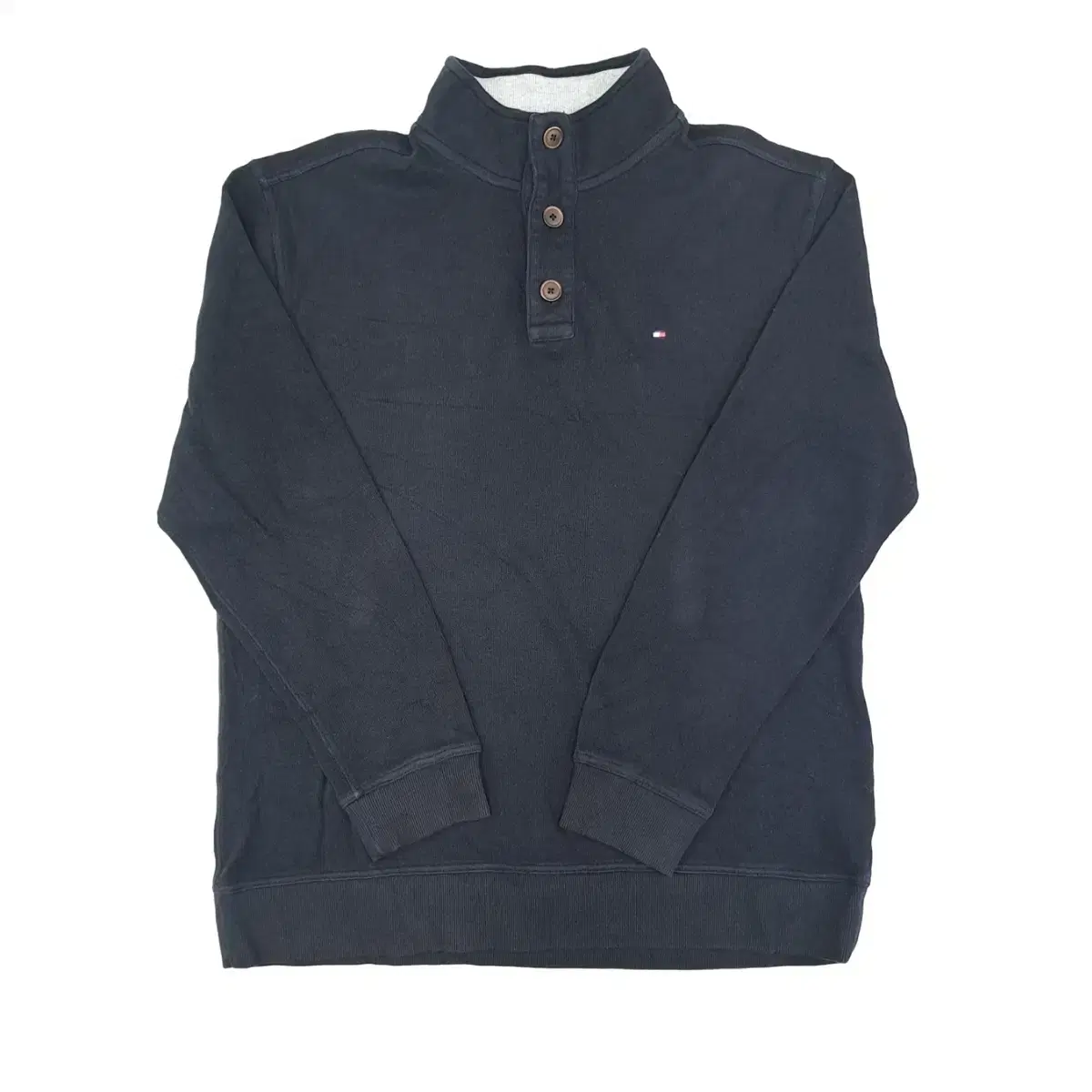 (CT708) 2XL Tommy Hilfiger Black Half Button Knit.Knit