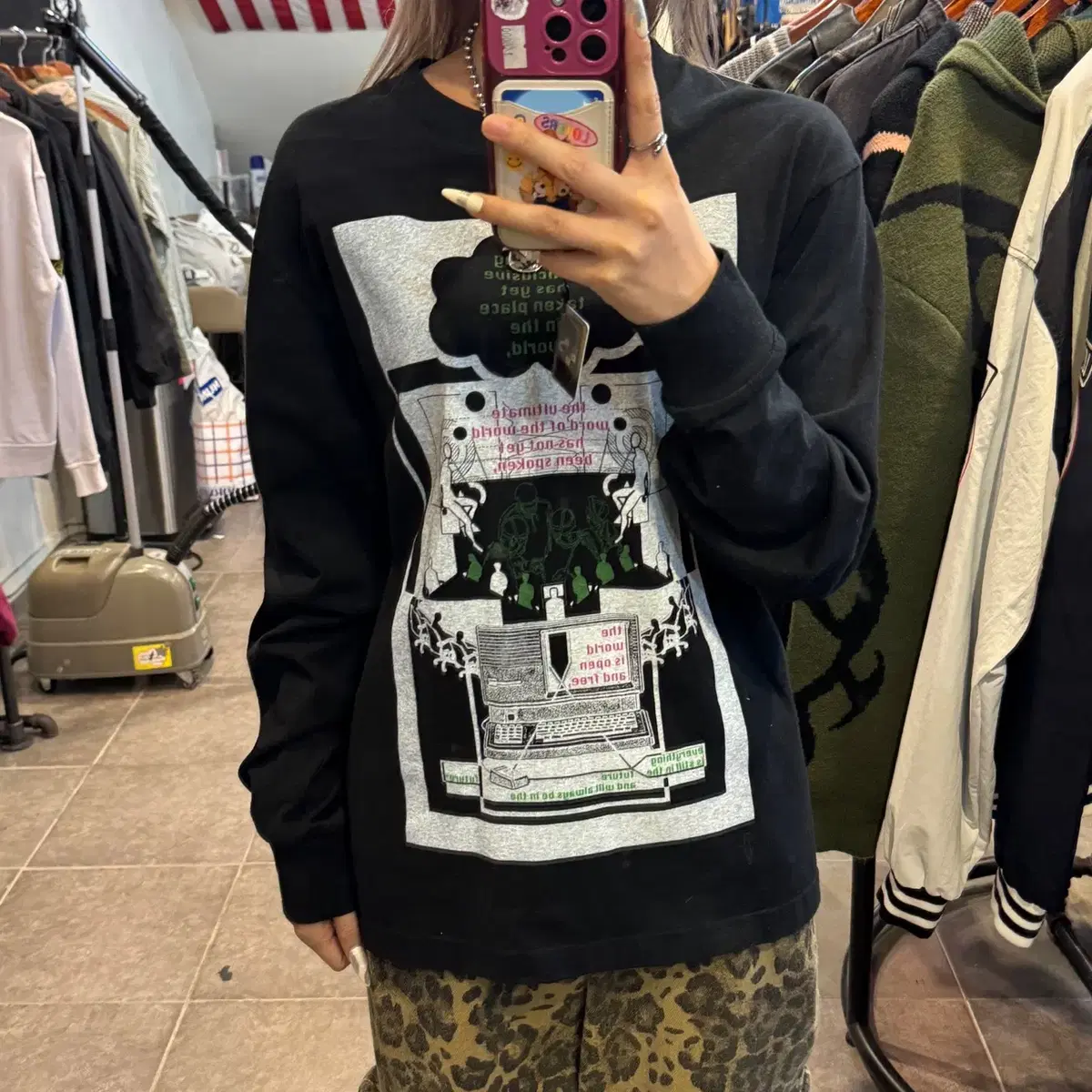 (NO.9)CAV EMPT 카브엠트 블랙 프린팅 롱슬리브티