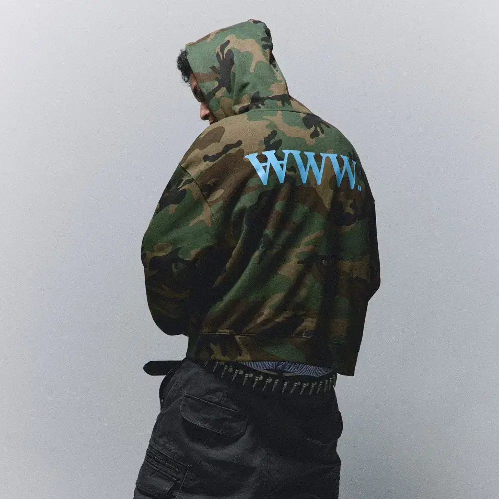 ANTIDOTE Camouflage WWW Printed Overfit Hoodie