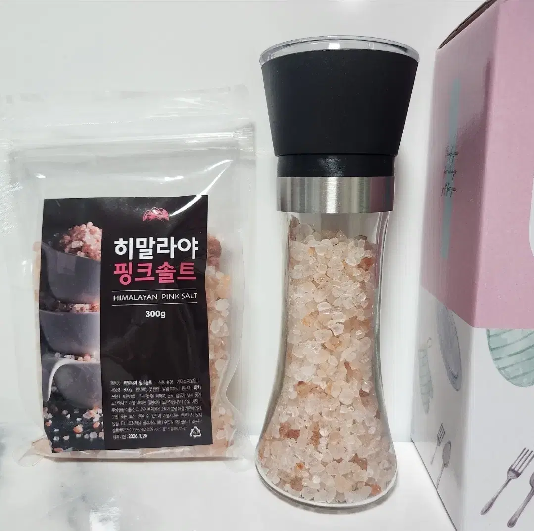 (새상품)핑크솔트500g 그라인더 리필포함/여행 캠핑 요리 소금