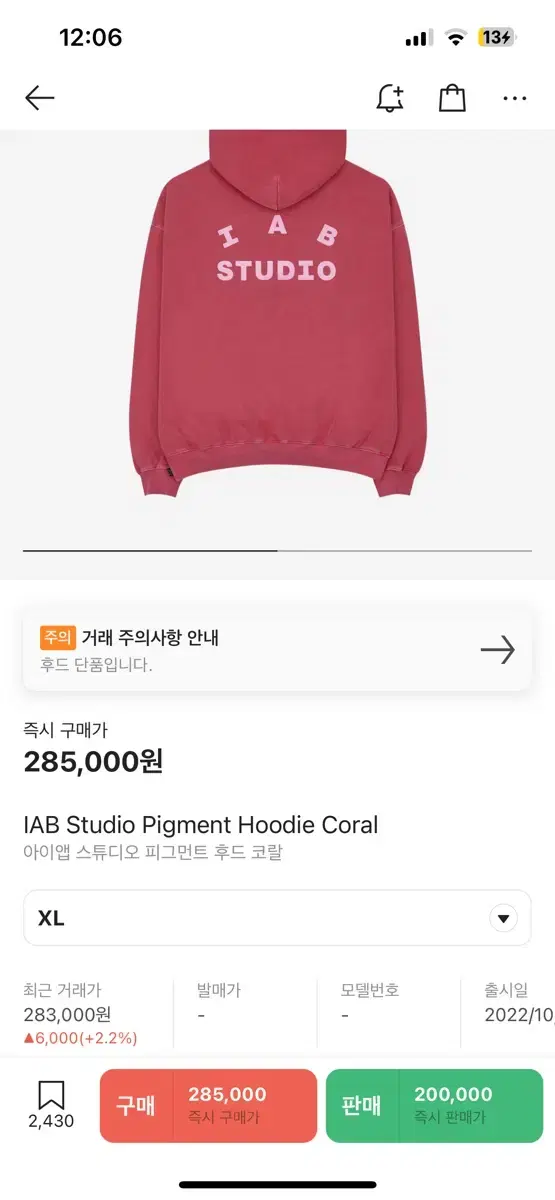 iappstudio pigment hoodie coral XL