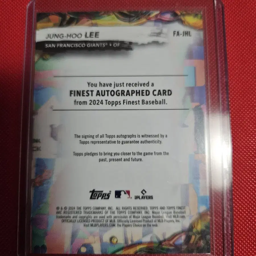 이정후 125장 한정 2024 Topps Finest 퍼플 오토 카드