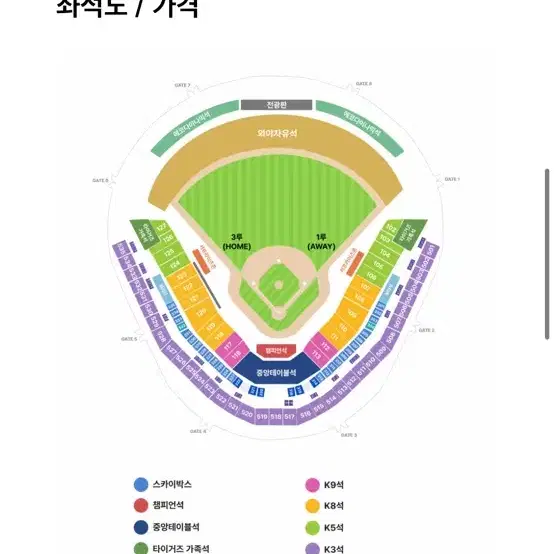 만원씩올림 7차전티켓 3루 응원단상 앞 기아삼성 k8 3연석 팝니다