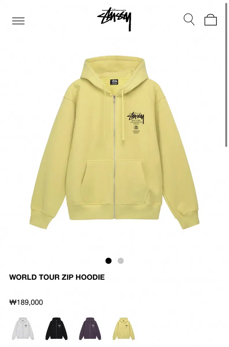 Stussy worldtour brushed fleece zip-up hoodie (size: S)