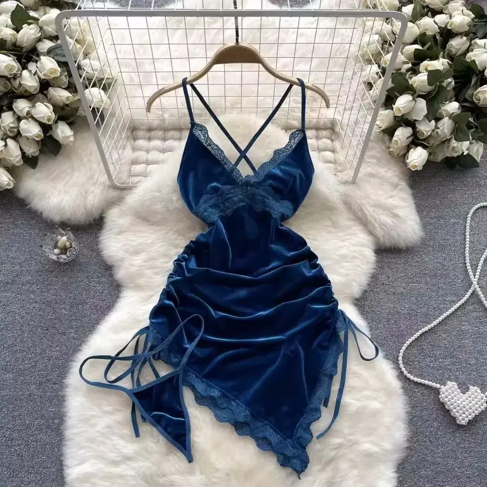 [NEW] bloo Velvet Lingerie Underwear Slip ONEPIECE