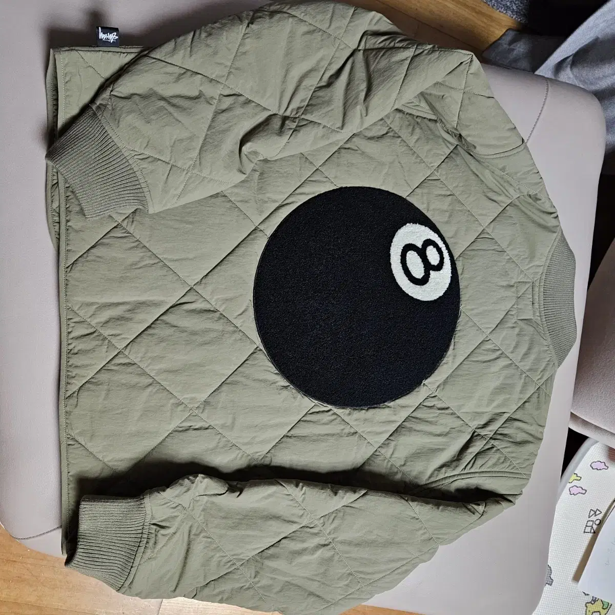 [L] Stussy 8-Ball Quilted Liner Jacket Olive