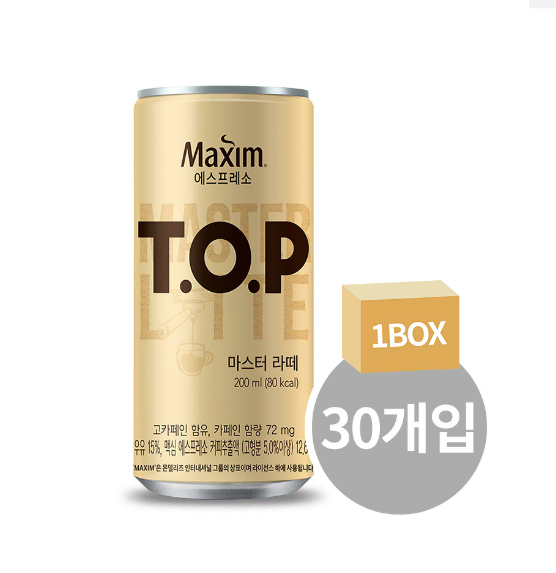 무료배송-맥심 T.O.P 마스터라떼 200ml 30개 티오피 캔커피