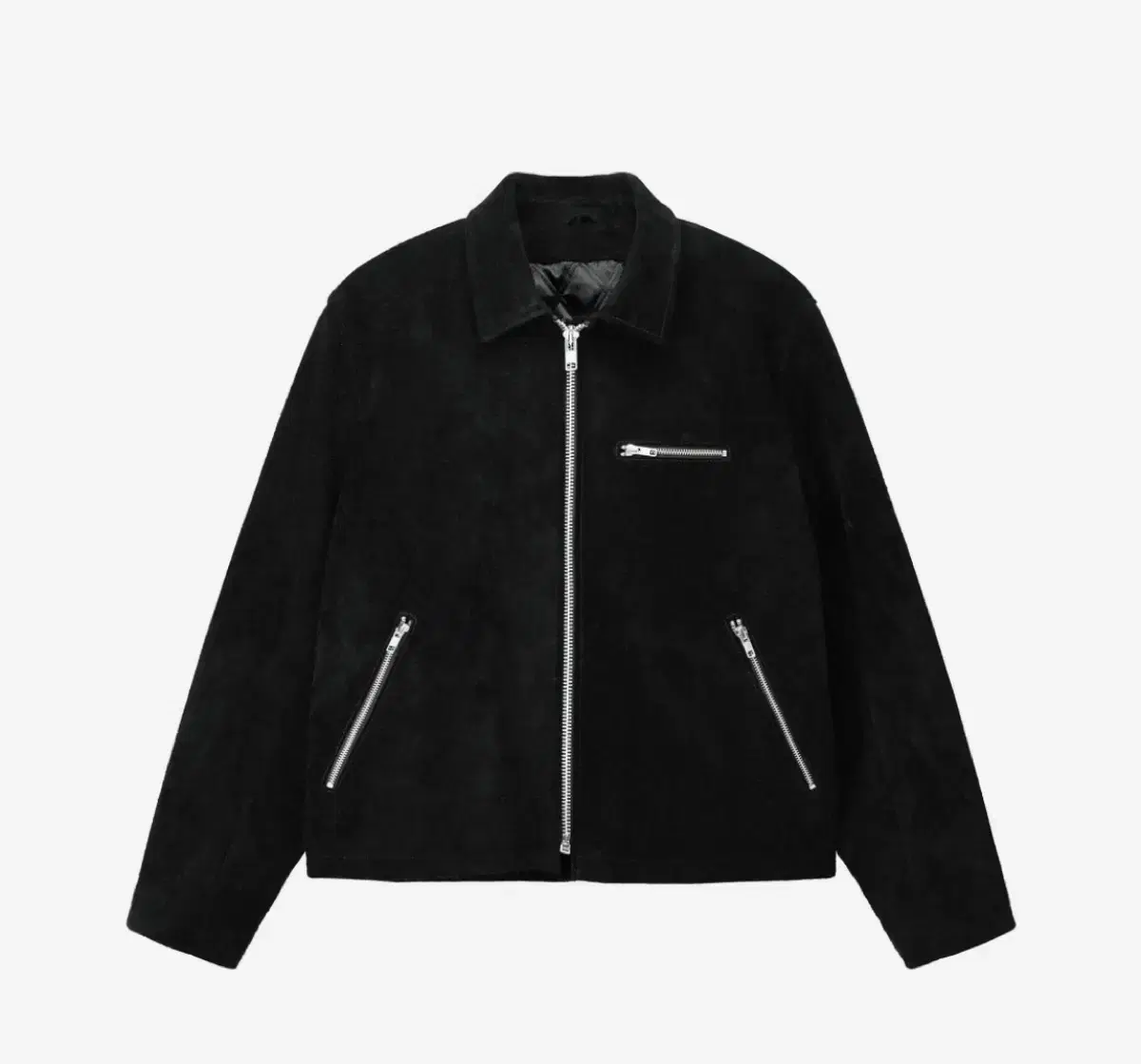 [L] Stussy 8-Ball Suede Bing Jacket Black