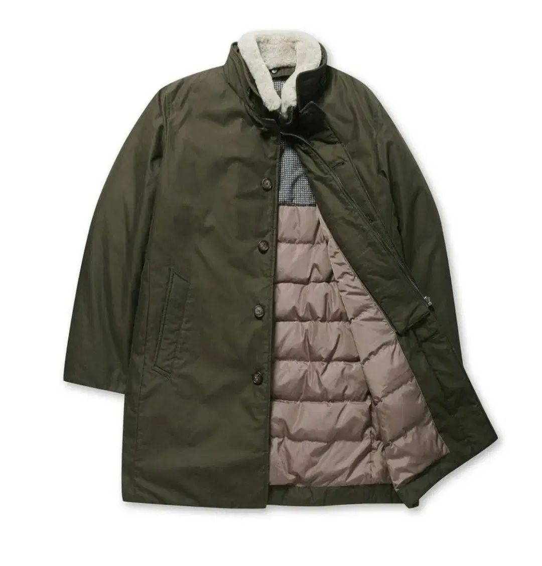 New Kara goose down coat in Brenwood lamb wool