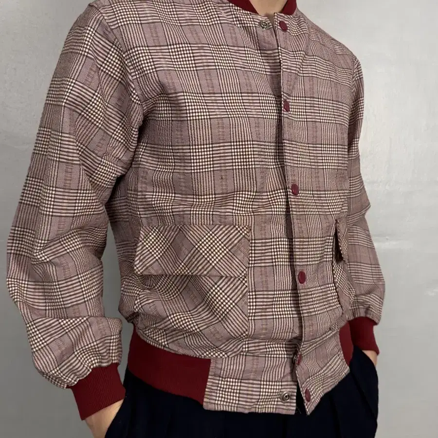 vintage poly plaid blouson