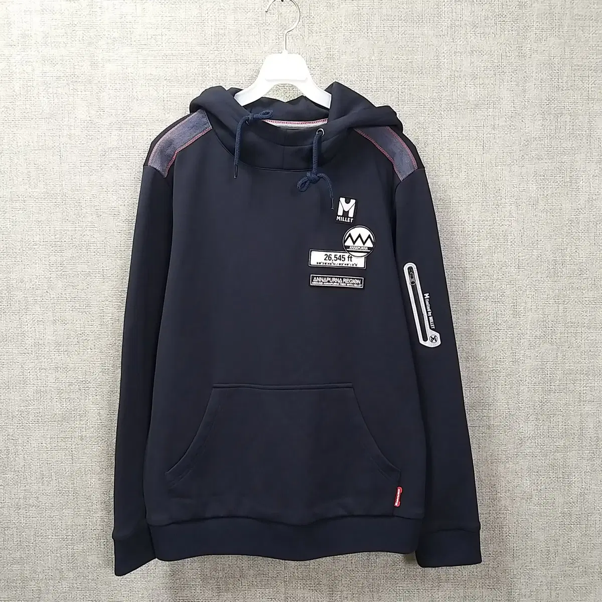 8h. emlimit navy brushed waffle pocket hoodie men100