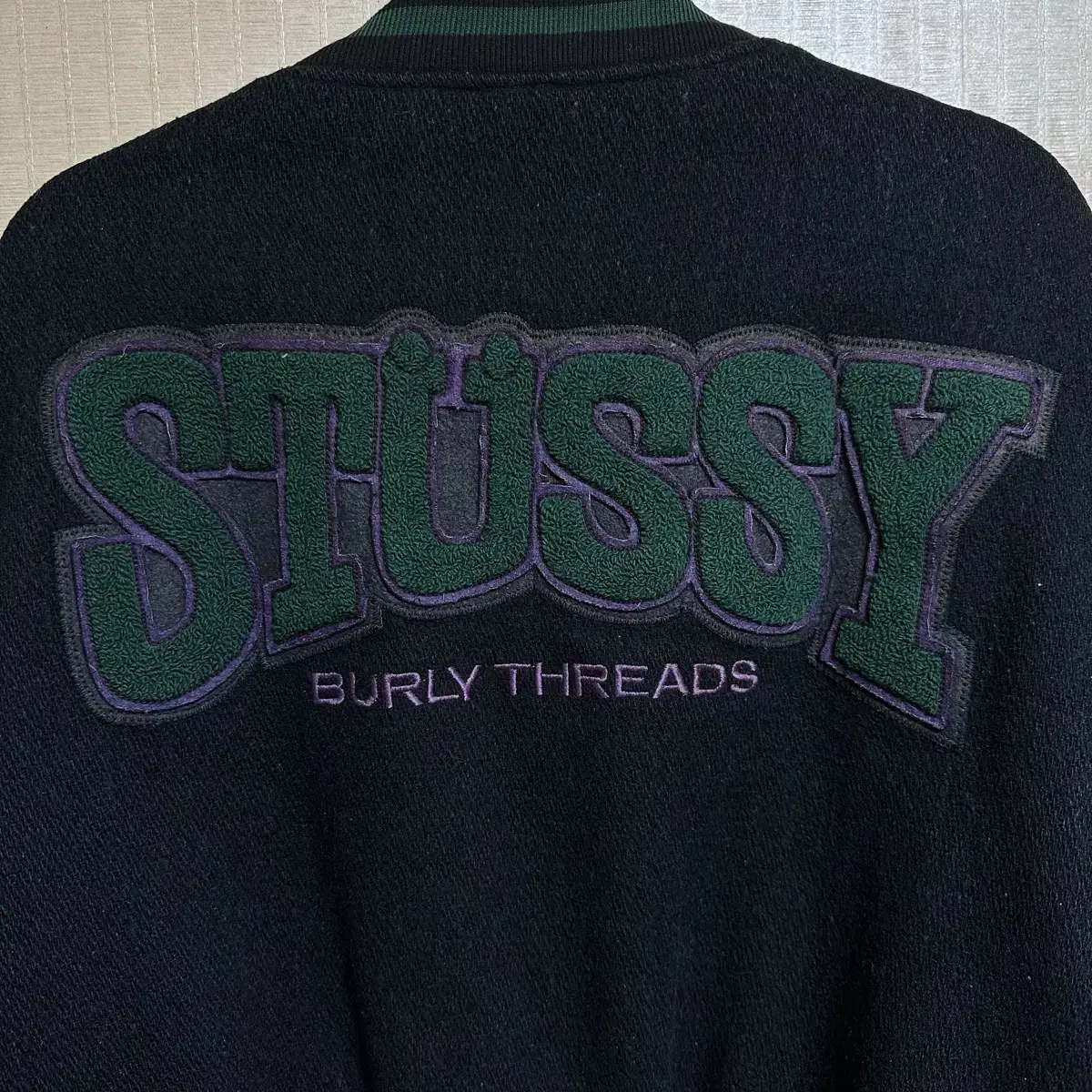 90s 올드 빈티지 스투시 BURLY THREADS 바시티 자켓 M사이즈