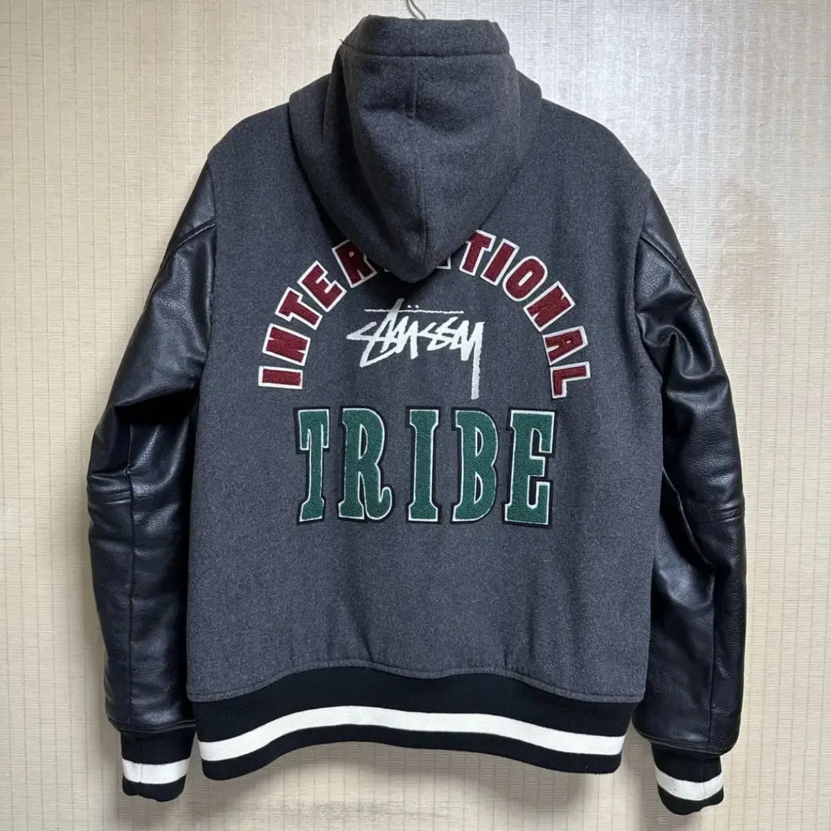 Stussy International Tribe Hooded Varsity Jacket size L