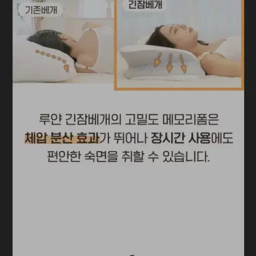 (새상품)루얀 긴잠베개 메모리폼 경추 베개 거북목