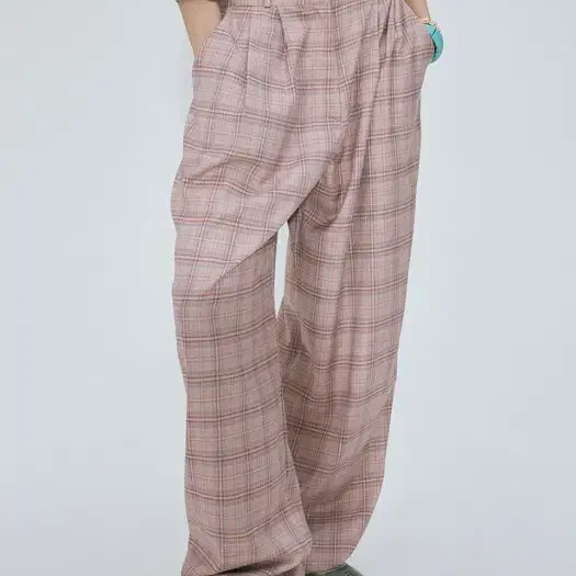 스컬프터 Check Pin Tuck Pants Pink 체크바지 핑크 S