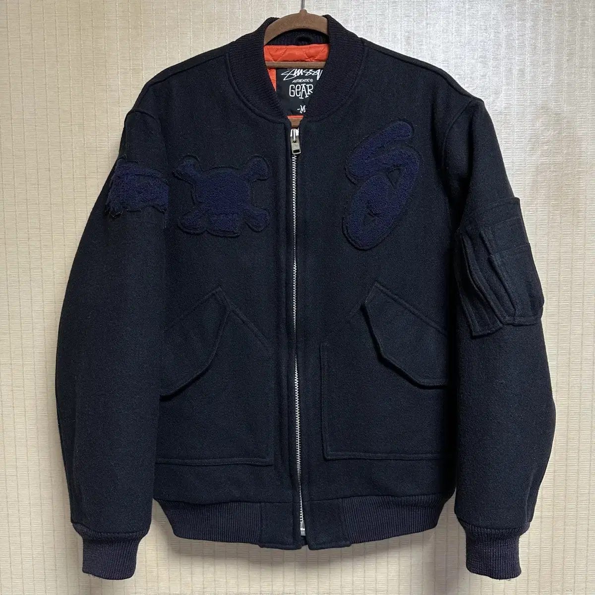 Stussy Golden Bear 25th Anniversary Wool Varsity Jacket Size M