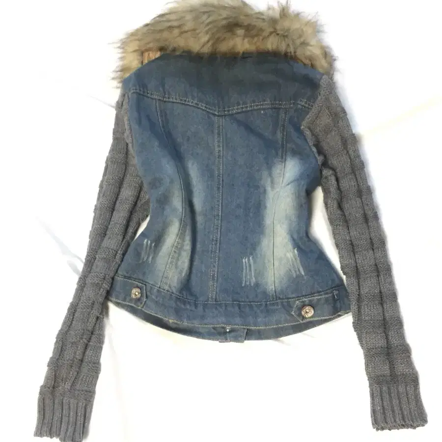 y2k 00s 오네갸루 Fur denim knit Jacket