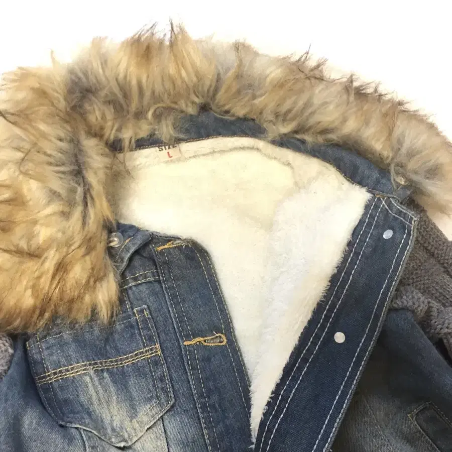 y2k 00s 갸루 Fur denim knit Jacket