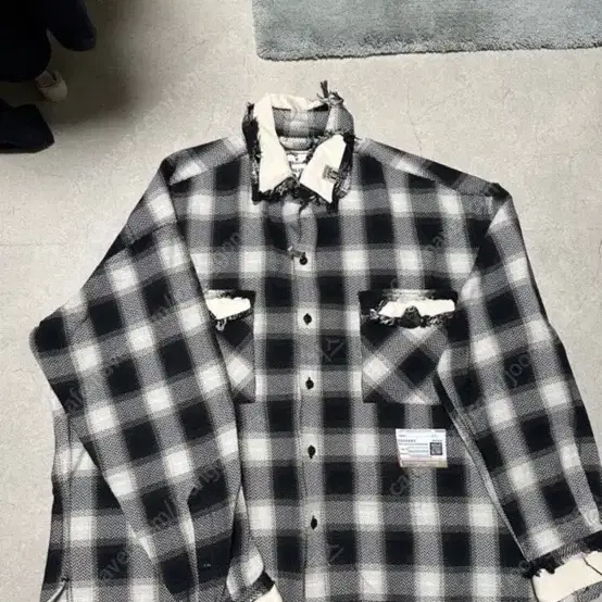 Mihara yasuhiro distressed checked shirt