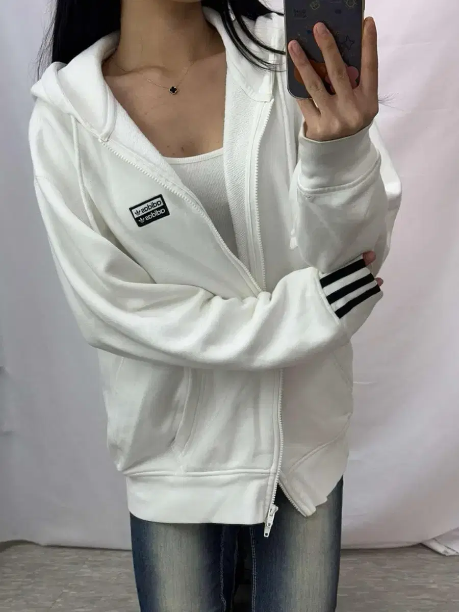 *New Adidas Spellout White Hooded Zip-Up Jersey (M)