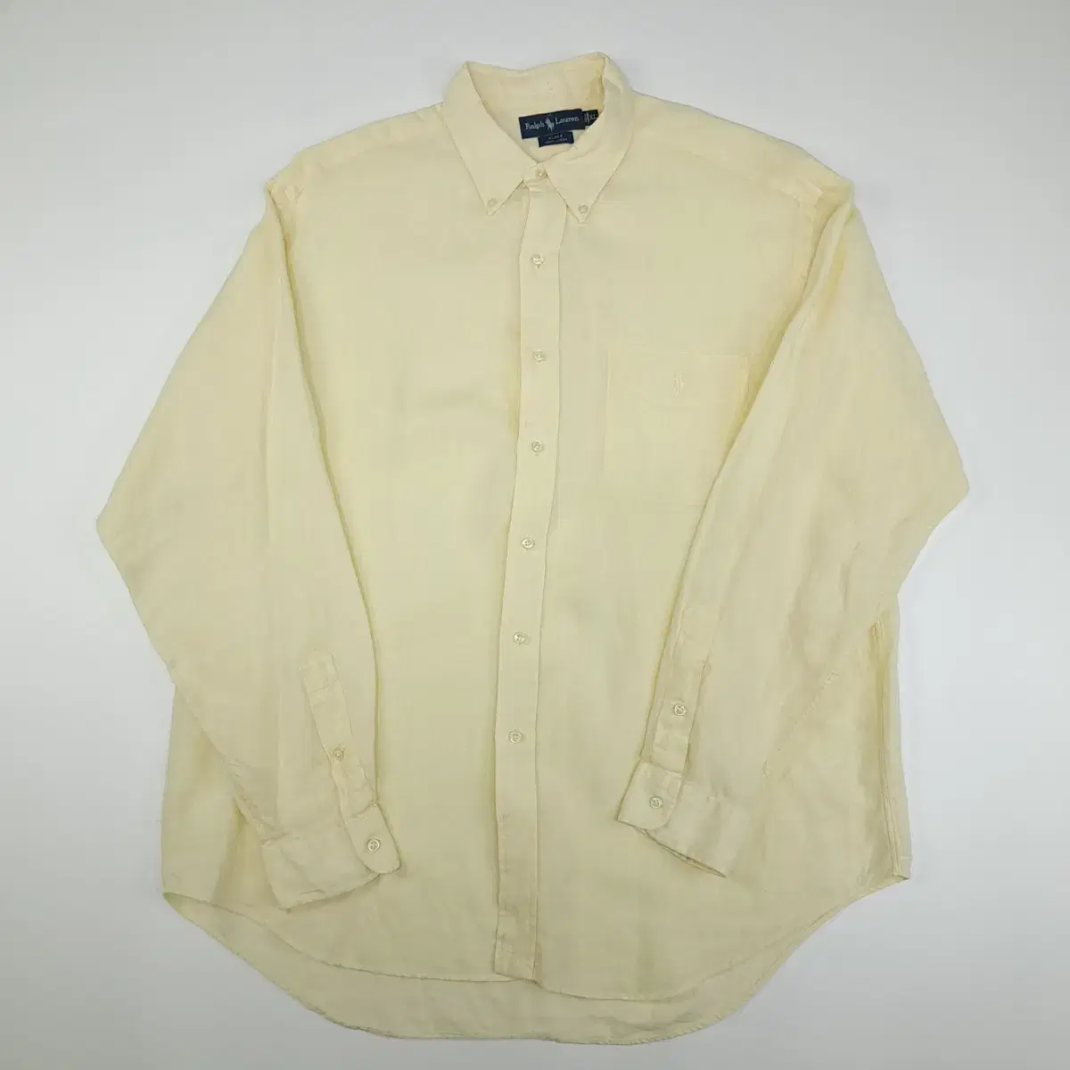 (CT726) XL Polo Linen Yel Long Sleeve Shirt