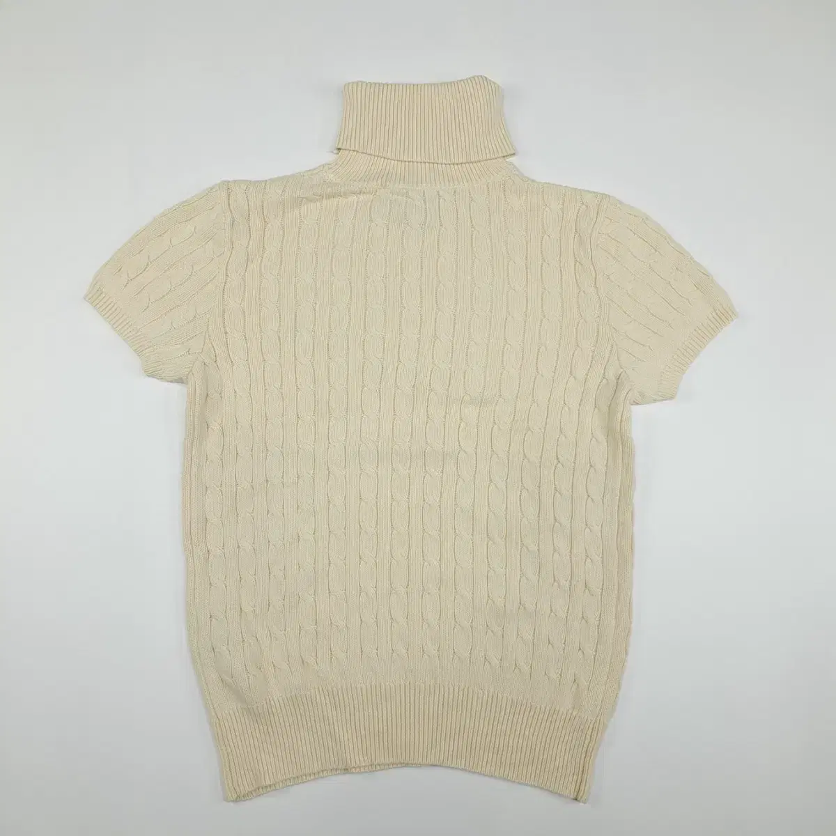 (CT736) XL 폴로 아이보리 꽈배기 반팔 목폴라 니트 knit 여성