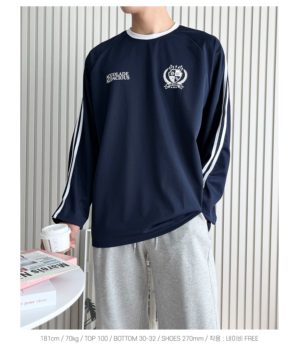 Unisex Football Two Stripe Jersey Tee Long Sleeve Tee Training