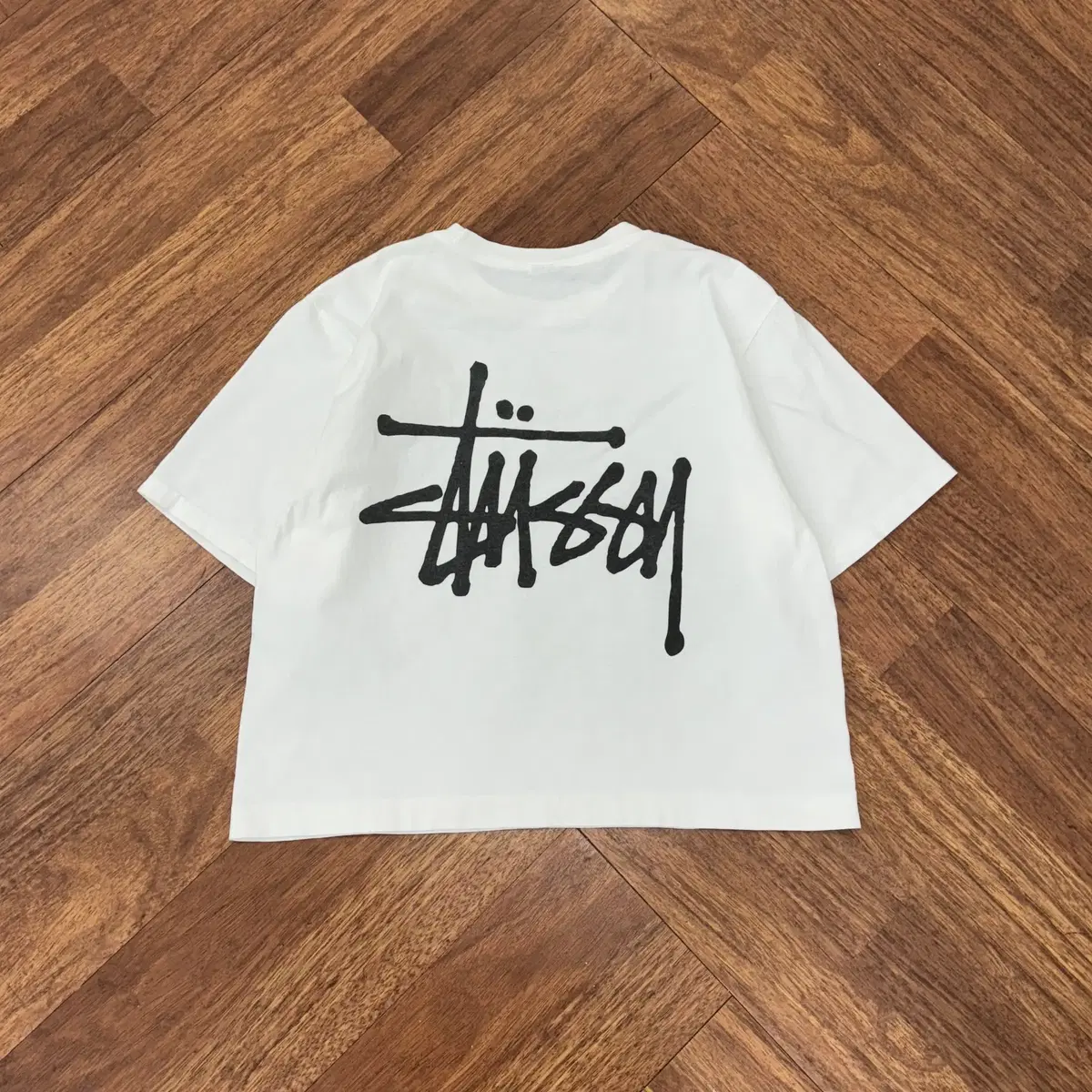 여성용 S Stussy 스투시 베이직로고 크롭 티셔츠