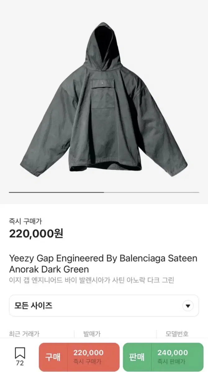 E.JI Gap Balenciaga Satin Anorak Dark Green L New