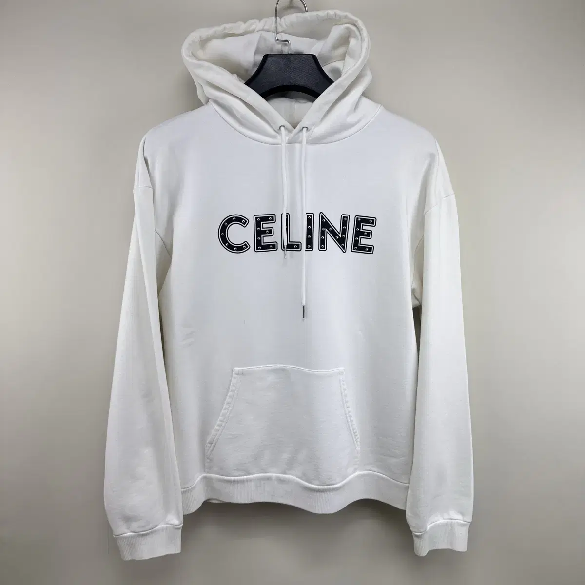 L / Seline Studded White Hoodie