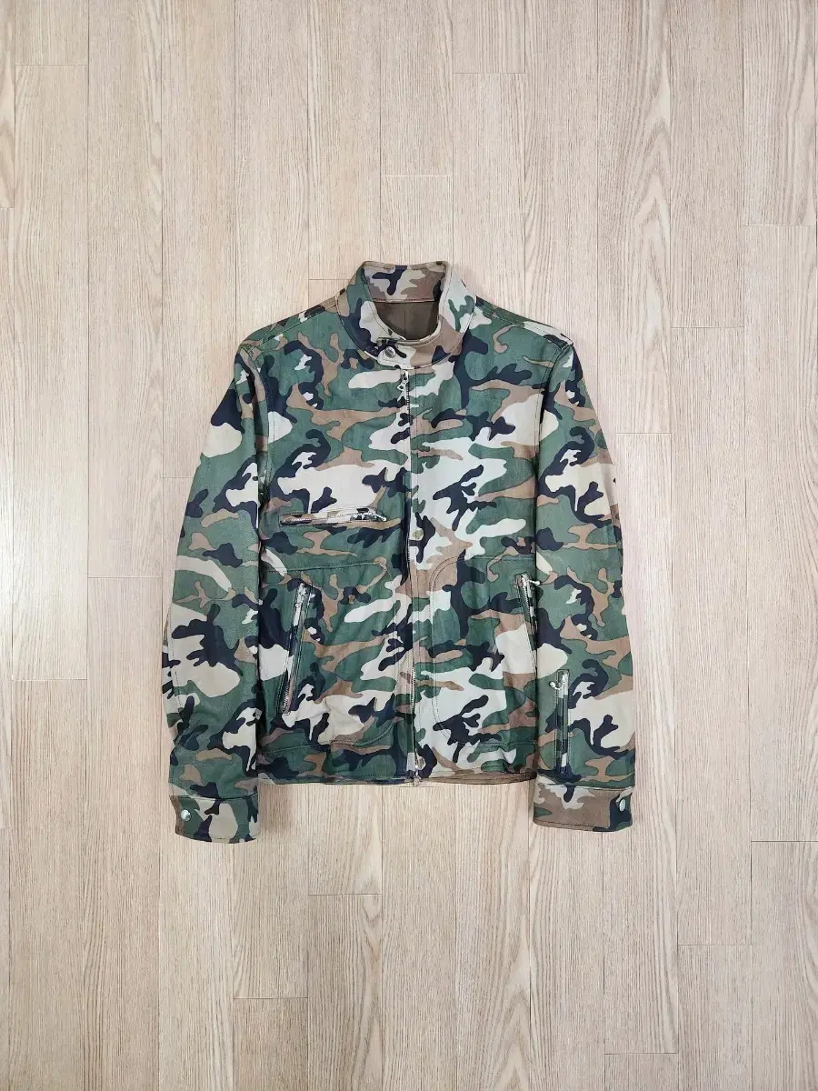 Softnet Lily Camouflage Ship Leather Jacket