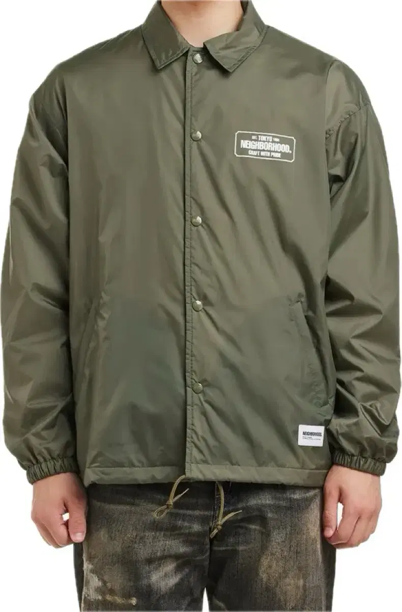 Neighborhood Hooded Windbreaker Jacket Olive Drab(Khaki/XL)