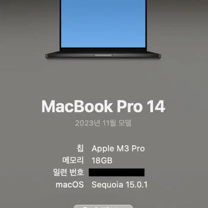 맥북프로 14인치 스블 m3 pro 램 18gb, ssd 1tb 애케플