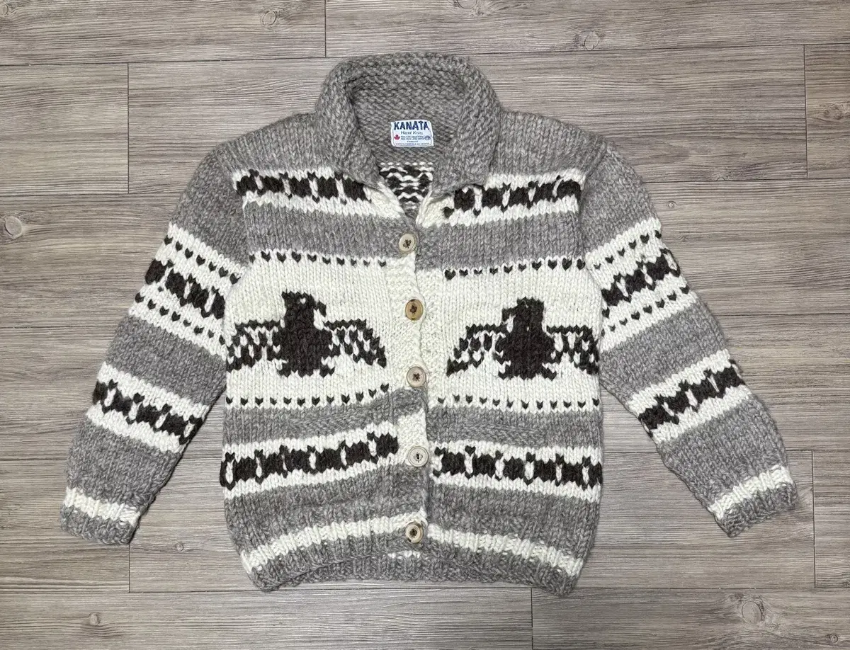 Kanata Canada Thunderbird Cowichan Lanaul Handknit Cardigan