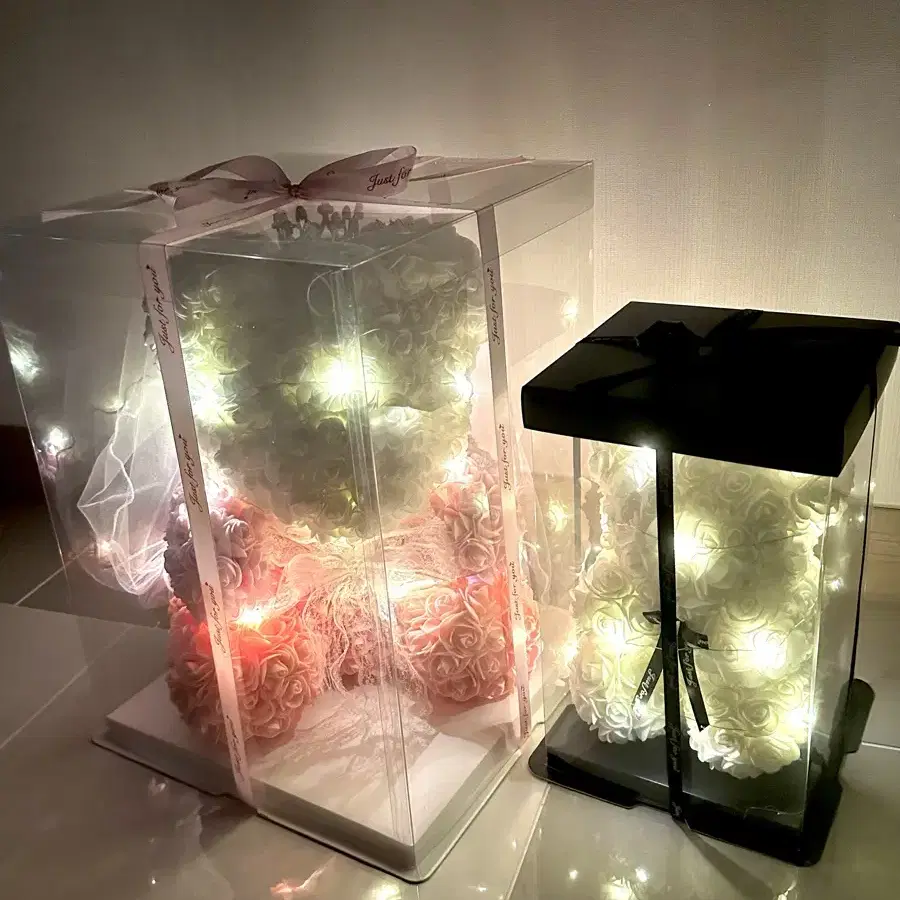 [새상품] 플라워베어 곰돌이 비누꽃 LED 40cm 25cm