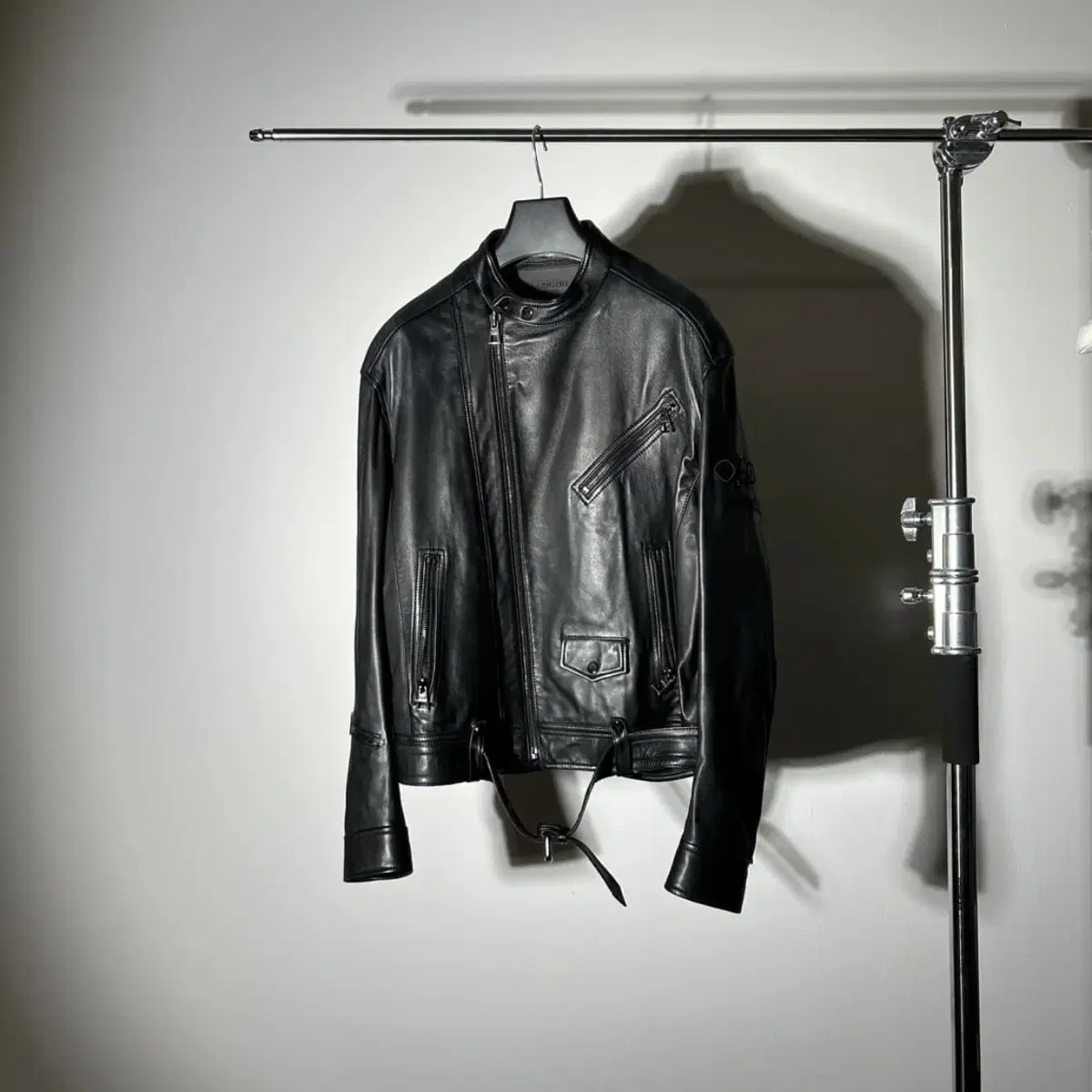 Song Giorgio Homme Lamb leather biker belted leather jacket