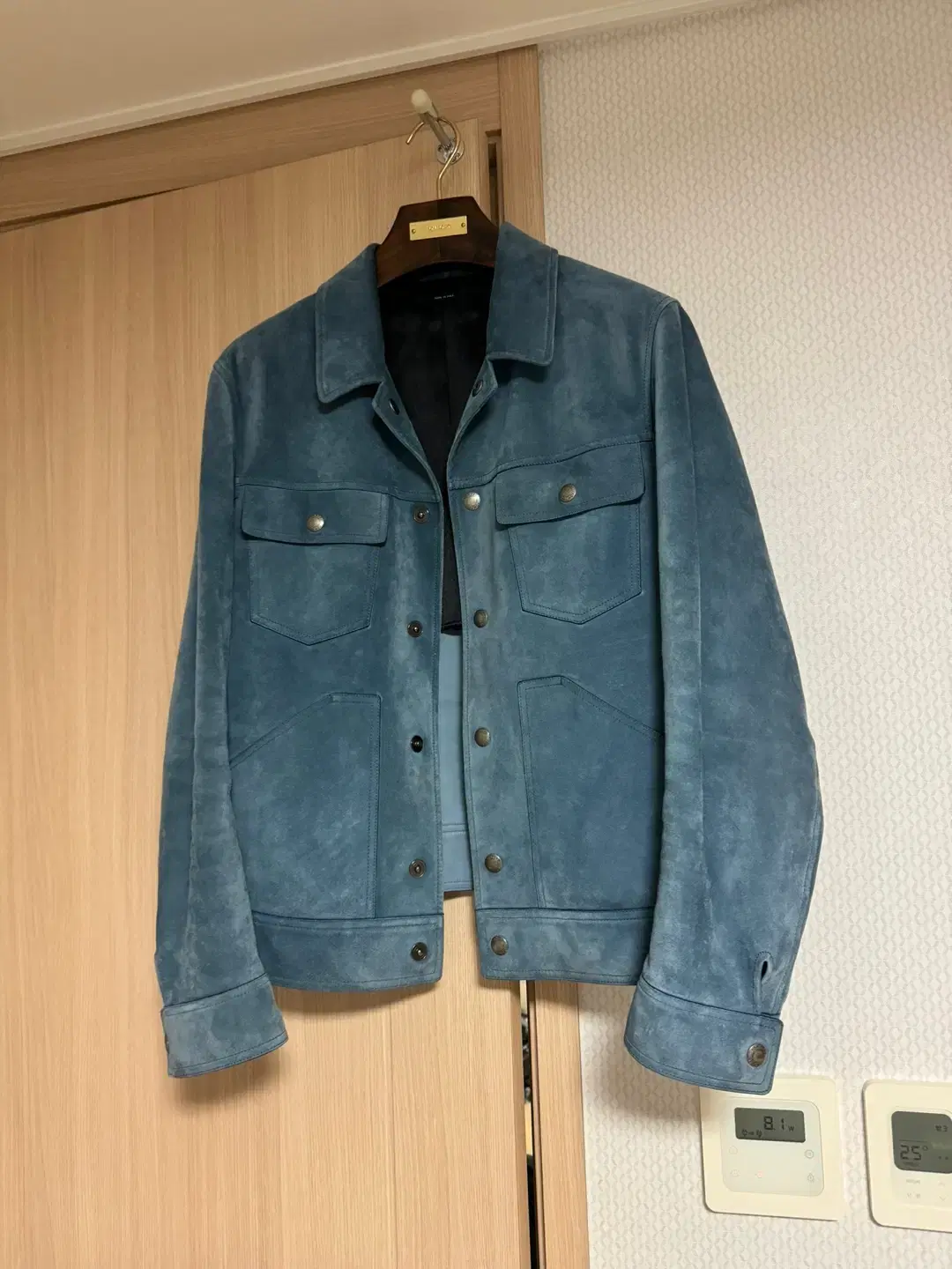 Tom Ford Ocean Bloo Suede Trucker Jacket Size 52